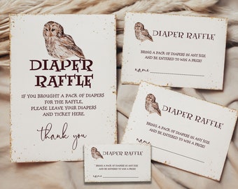 Wizard Diaper Raffle Game Sign and Cards Templates, Magical Diaper Raffle Game, Baby Shower Game, Instant Download, Editable Corjl, HERMIONE