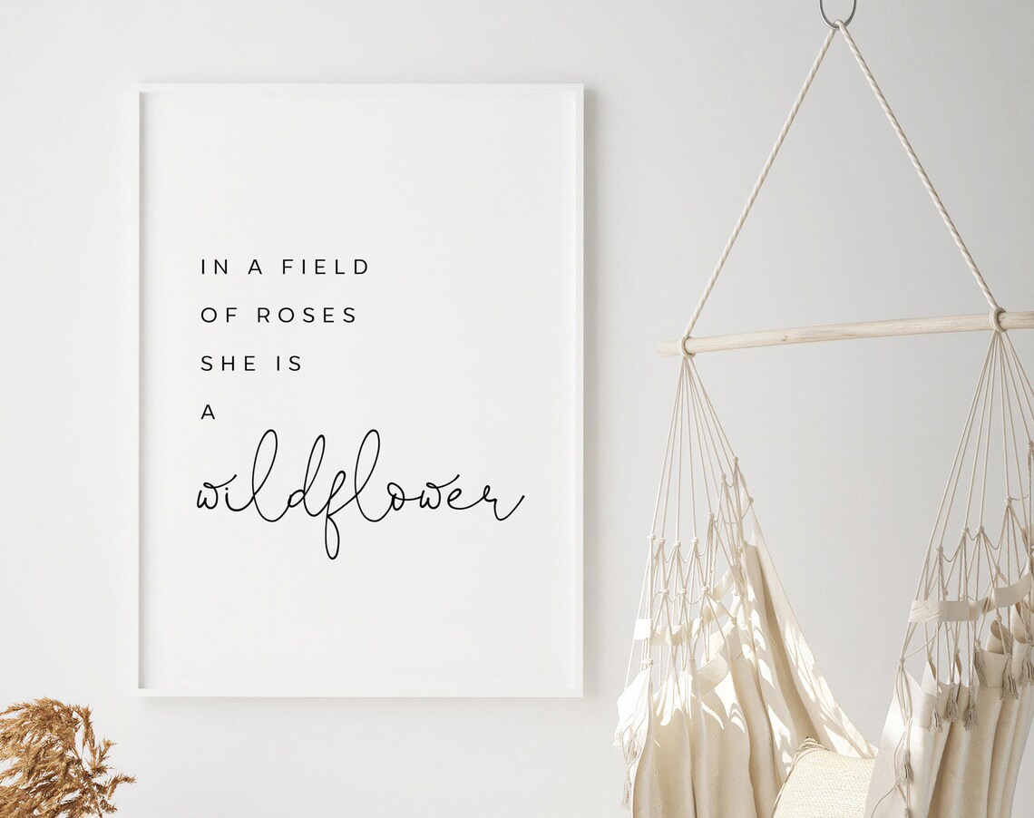 In a Field of Roses She is a Wildflower Print Wall Art Girl - Etsy