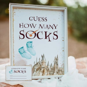 Wizard Themed Guess How Many Socks Game Editable Template, How Many Socks Game, Magic Socks Guessing Game, Instant Download Corjl, HERMIONE