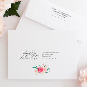 Floral Calligraphy Envelope Addressing Template, Envelope Address Template, Wedding Envelope Address, Editable Envelope Corjl BLOSSOM