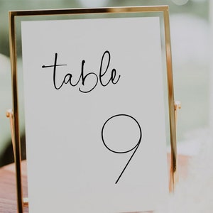 5x7 4x6 minimalistische moderne trouwtafel nummers sjabloon, afdrukbare tafelnummers, kalligrafie tafel nummers kaart, instant download een AURORA