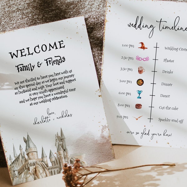 Plantilla de línea de tiempo de boda de asistente, línea de tiempo de boda, línea de tiempo de evento, itinerario de boda, horario de fin de semana imprimible, bolsa de bienvenida, Hermione