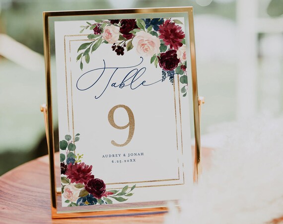 5x7 4x6 Gold Bohemian Wedding Table Numbers Template 