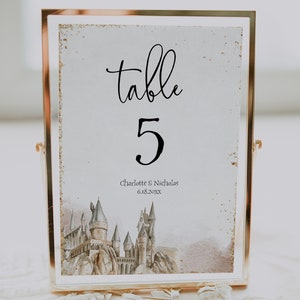 Wizard Wedding Table Numbers Template, Printable Magical Table Numbers, 4x6 and 5x7 Wedding Table Numbers, Instant Download Hermione