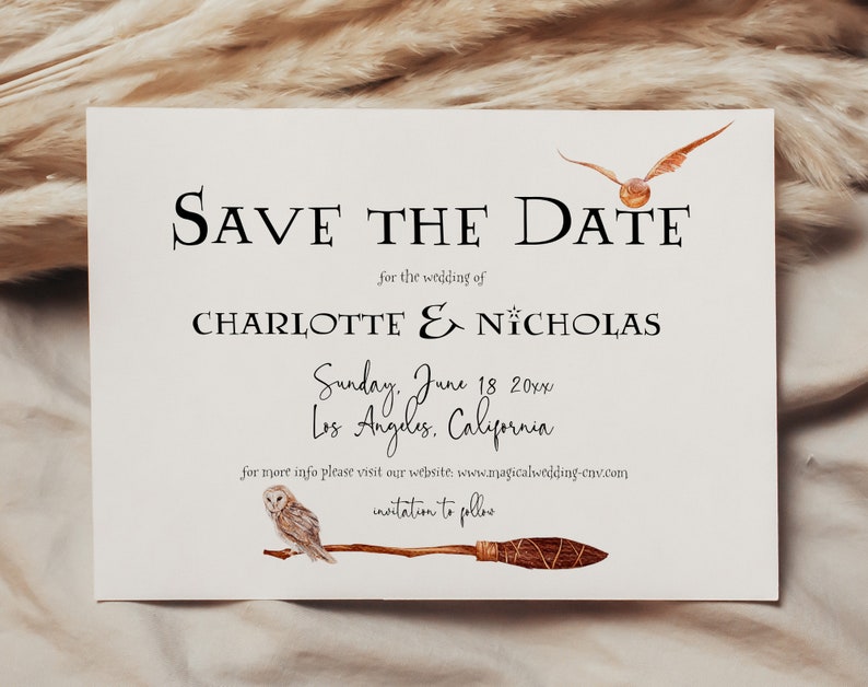 Wizard Save the Date Template, Magical Wedding, Wizarding Theme Save the Date Invite, Magic Wedding, DIY Wedding Invitation , HERMIONE image 7