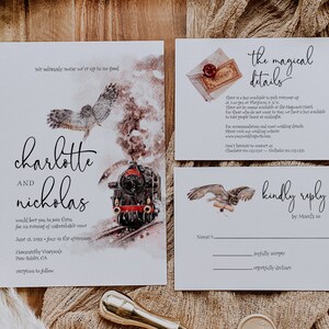 Wizard Wedding Invitation Suite Templates, Magic Wedding, Wizarding Theme Invite, Magic Wedding Invite, Owl Wedding Invitation , HERMIONE image 7