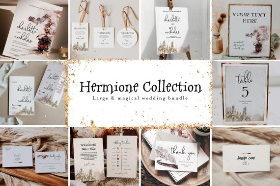 Wizard Theme Huge Wedding Templates Bundle, Magical Wedding Template Bundle, Wedding Invitation Set, Wedding Kit, Invitation Bundle Hermione