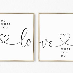 Do what you love love what you do, Printable wall art, Motivational art, Set of two prints, Quote prints, Modern wall art, Set of 2