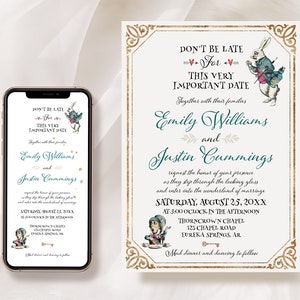 Alice in Wonderland Wedding Invitation Template, Alice Themed Invitation, Wonderland Wedding Invite, DIY Wedding Invitation ,Corjl ALICE
