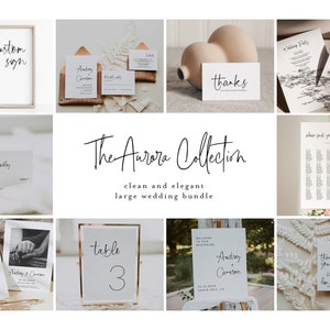 Large Wedding Bundle, Minimal Elegant Wedding Template Bundle, Wedding Invitation Set, Large Wedding Kit, Printable Invitation Bundle AURORA
