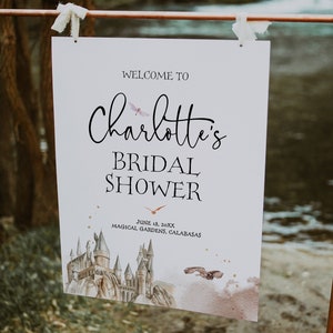 Wizard Themed Bridal Shower Welcome Sign Template, Magical Castle Bridal Welcome Sign, Printable Editable Welcome Sign, Corjl Hermione