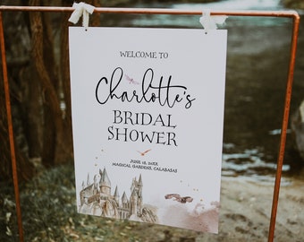 Wizard Themed Bridal Shower Welcome Sign Template, Magical Castle Bridal Welcome Sign, Printable Editable Welcome Sign, Corjl Hermione
