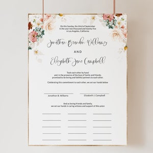 Wildblumen Quaker Heiratsurkunde Vorlage Gästebuch, Alternatives Gästebuch, Moderne Florale Boho Hochzeitsurkunde, Corjl, CALLA