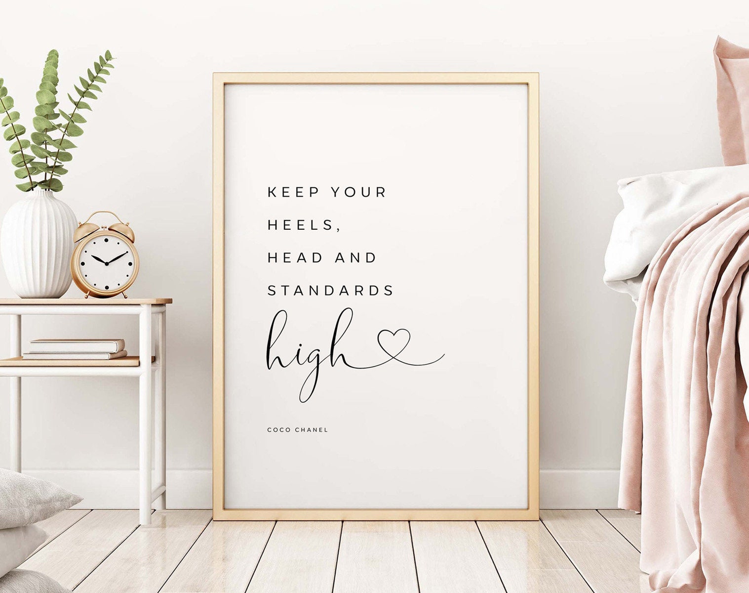 QUOTE, Keep Your Heels Head And Standards High,Chanel Wall Art,Girls Room  Decor,Fashion Print,Fashio Poster by AlexTypography