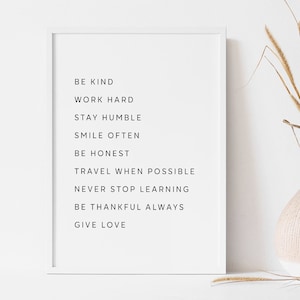 Be Kind Work Hard Stay humble, Inspirational Wall Art, Motivational Home Office Wall decor, Inspirational Quote, INSTANT DOWNLOAD