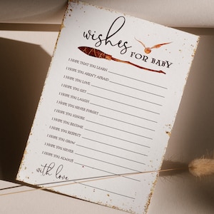 Wizard Wishes for Baby Shower Game Plantilla personalizable Descarga instantánea, Magical Baby Shower Wishes Game, Género neutral, Corjl, HERMIONE