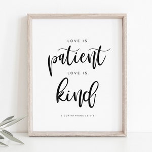 Love Is Patient Love Is Kind, 1 Corinthians 13:4-8, Love Bible Verse Print, Wedding Decor, Wedding Gift, Bible Quote, Bible Verse Printable