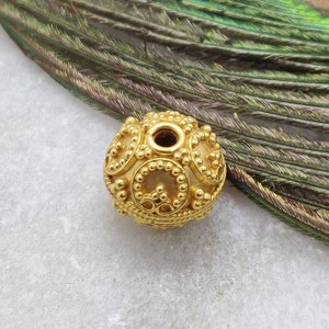 18k Gelbgold Zwischenperlen, 10 x 11 MM Goldperlen Zubehör, 18k Goldperlen Anhänger, 18k Gold Runde Zwischenperlen, KC1039