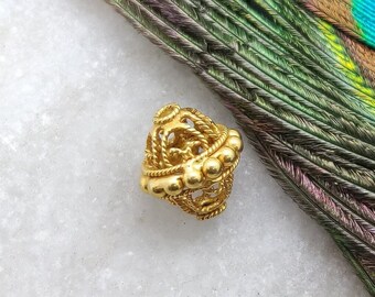 Handmade 18k Solid Yellow Gold Rondelle Bead, Jewelry Making (11x10mm)