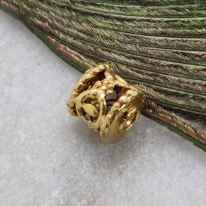 18k Gold Bead Drum | 9MM Spacer Bead Finding | Yellow Gold Bead Charm | Bracelet Charm DIY Jewelry Finding | KC1058