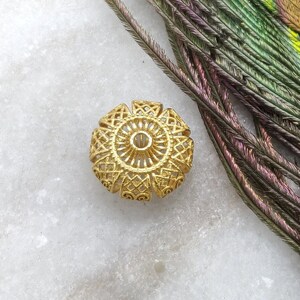 18k Gold Round Bead | 14X8MM Size Gold Spacer Bead Finding | Necklace Bead Finding Jewelry | KC1111