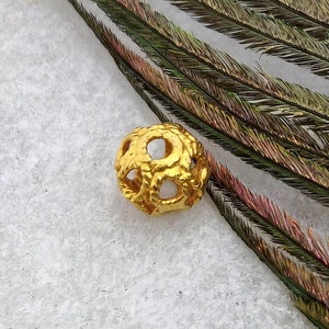 18k Yellow Gold Spacer Beads, 18k Yellow Gold Ball Beads Size 5mm, Handmade Designer Gold Beads, Handmade Gold Beads Finding, KC1012