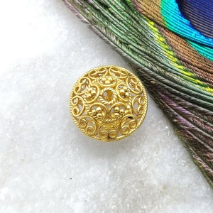 Cuenta espaciadora de filigrana de oro de 18 quilates / Dije de rondelle antiguo hecho a mano