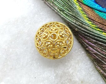 18k Gold Filigree Spacer Bead | Handmade Antique Rondelle Charm