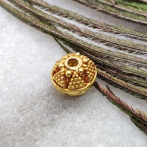 18k Yellow Gold Bead 8x9 mm Fancy Old-fashioned Spacer Findings