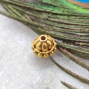 11mm 18k Solid Yellow Gold Beads Rondelle Spacer Beads Vintage Gold Bead Finding 18k Gold Charm jewelry Supplies For Making Jewelry, KC1048
