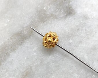 8X10MM Handmade Textured 18k Gold Rondelle Beads Spacer Findings