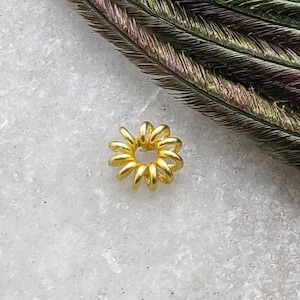 18k Yellow Gold Spacer Beads, 18k Gold Spacer Beads Size 2X5MM, Handmade Gold Spacer Beads, Sold as a pack of 2, KC1319