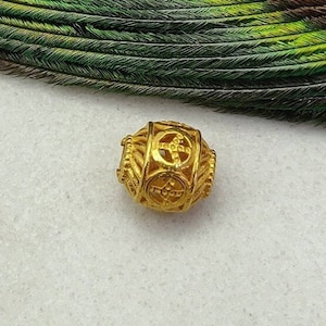 Yellow Gold Spacer Beads Charm, 6MM Drum Spacer Beads Charm, 18k Solid Gold Beads Charm, For Making Jewelry, KC1987