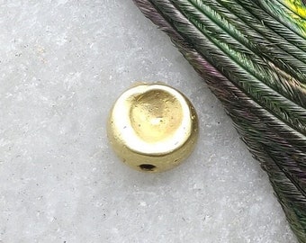 Handmade 18K Yellow Gold Rondelle Bead, Jewelry Spacer (4x6mm)