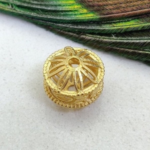 8X10MM 18k Yellow Gold Wheel Spacer Bead, Solid 18k Gold Spacer Bead | Finding Charm Jewelry, For Making Jewelry Supplies | KC1438
