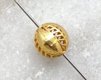 Handmade Textured 8X7MM 18k Yellow Gold Rondelle Bead Spacer Finding | KC1118