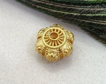 18k Gold Wheel Bead, Jewelry Spacer Finding (6x10MM)