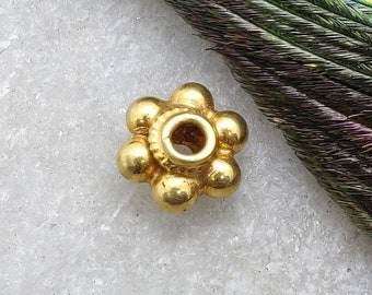 18k Yellow Gold Round Spacer Bead, Handmade Jewelry Finding 5x8 MM