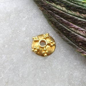 18k Yellow Gold Floral Spacer Cap Beads Finding For Jewelry Making | 18k Gold Charm Spacer Cap Beads Finding | 2X6MM Gold Cap Beads | KC1278
