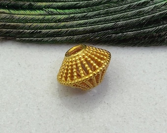 18K Yellow Gold Round Spacer Bead, 9x6mm Jewelry Finding
