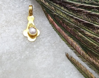 Charm de perla de agua dulce de oro de 18k hecho a mano, accesorio para joyería DIY.
