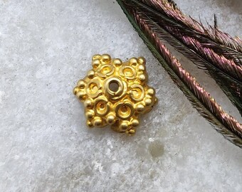 Handmade 18k Gold Bead Cap • Granulation Jewelry Finding (8x3mm)