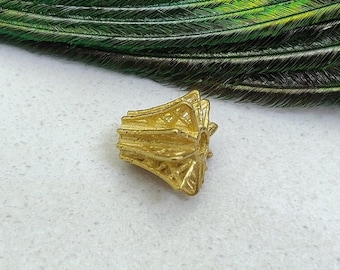18k Solid Gold Tower Bead: 6X7MM Spacer Charm