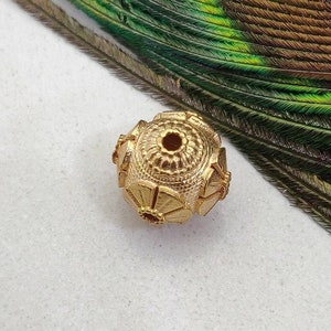 18k Yellow Gold Bead Finding - 18k Gold Charm Finding • Solid Round Spacer 10X11MM • Gold Beads DIY Jewelry Finding • KC1429