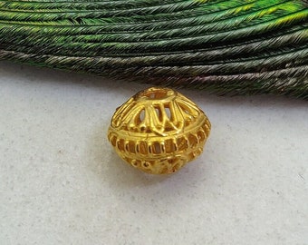 Handmade 18K Yellow Gold Spacer Bead, DIY Jewelry Finding (8x7MM)