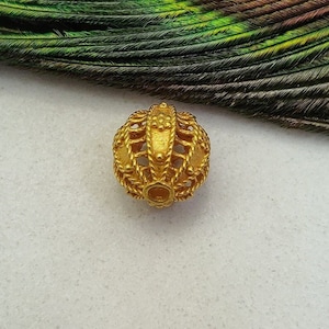 18k Gold Spacer Bead Charm Pendant, 18k Gold Round Ball Spacer Bead Size 10MM, KC1988