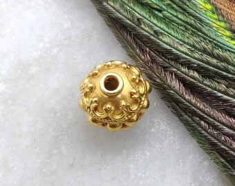 9X8MM Size Handmade Textured 18k Gold Rondelle Beads Spacer Findings