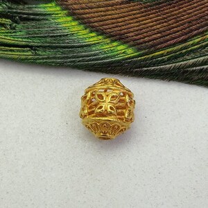 Handmade 18k Drum Style Spacer Beads Finding, 10.50X9mm Gold Spacer Beads Finding, Gold Supplies KC1989