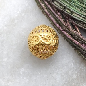 18k Gold Handmade Textured Rondelle Bead | 12X11MM Gold Spacer Bead Finding | KC1099