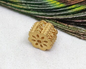 7X10MM 18k Gold Drum Bead, Handmade Yellow Gold Spacer